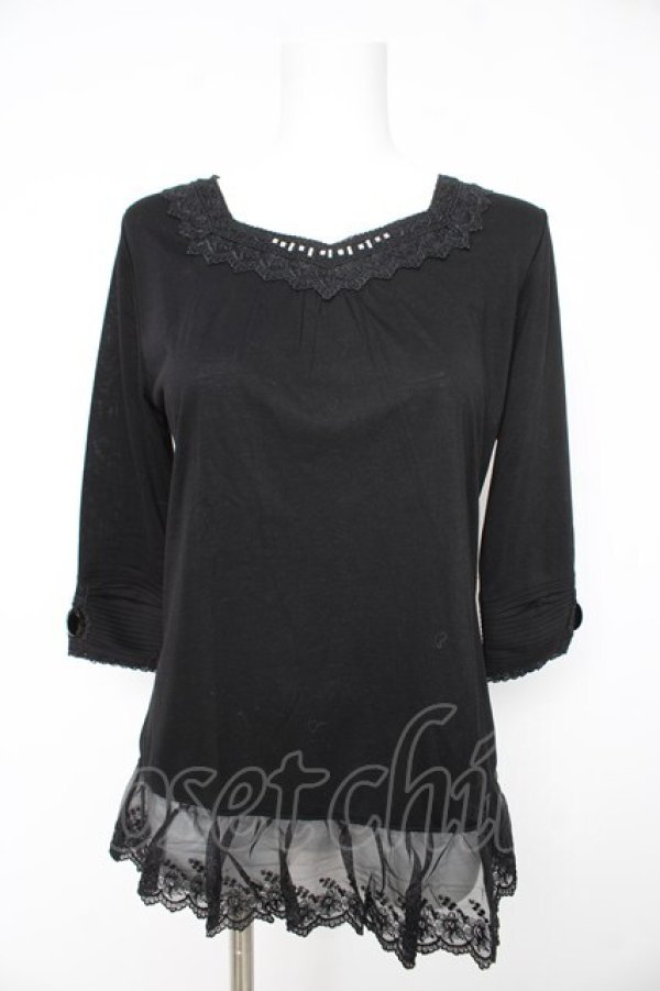 画像1: axes femme / 袖口Bigビジューインナープルオーバー M クロ Y-26-02-15-043-AX-TO-IG-ZY (1)