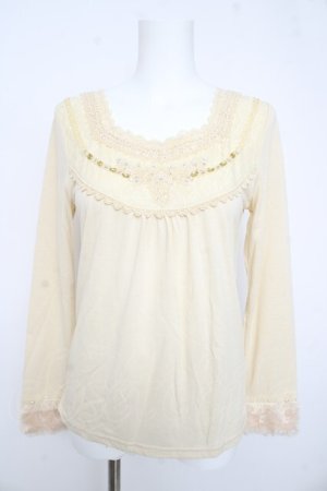 画像: axes femme / レース&ビジュー袖口ファープルオーバー M 生成り Y-26-02-15-005-AX-TO-IG-ZY