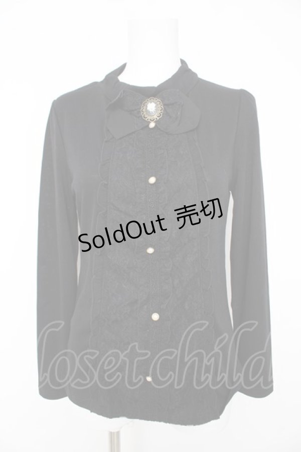 画像1: axes femme / ローズカメオ付ブラウス風プルオーバー M クロ Y-26-02-15-048-AX-TO-IG-ZY (1)