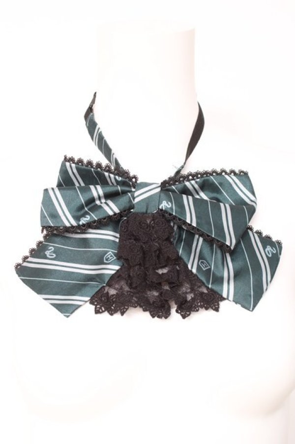 画像1: ATELIER PIERROT / ハリー・ポッター レースフリルリボンタイ  スリザリン/グリーン Y-26-02-17-005-EL-ZA-SZ-ZY (1)