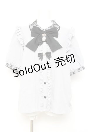 画像: DearMyLove / ビジューハートリボンフリルブラウス 3L サックス Y-26-02-17-029-EL-BL-SZ-ZY