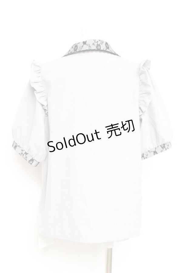 画像2: DearMyLove / ビジューハートリボンフリルブラウス 3L サックス Y-26-02-17-029-EL-BL-SZ-ZY (2)