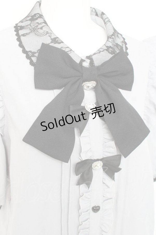 画像3: DearMyLove / ビジューハートリボンフリルブラウス 3L サックス Y-26-02-17-029-EL-BL-SZ-ZY (3)