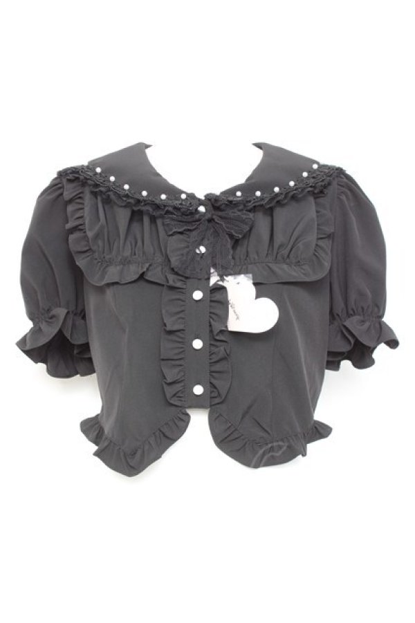 画像1: Ank Rouge / コルセットセーラーリボンブラウス M 黒 Y-26-02-17-036-CA-BL-SZ-ZY (1)