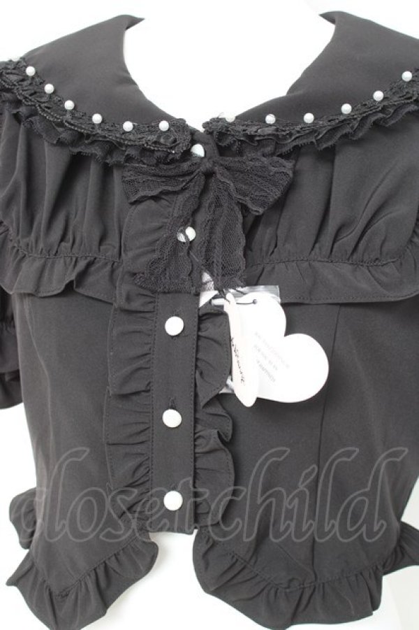 画像3: Ank Rouge / コルセットセーラーリボンブラウス M 黒 Y-26-02-17-036-CA-BL-SZ-ZY (3)