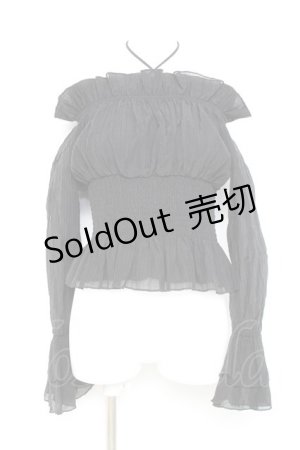 画像: me+em select / クロスストラップオフショルダーブラウス F 黒 Y-26-02-17-038-GO-BL-SZ-ZY