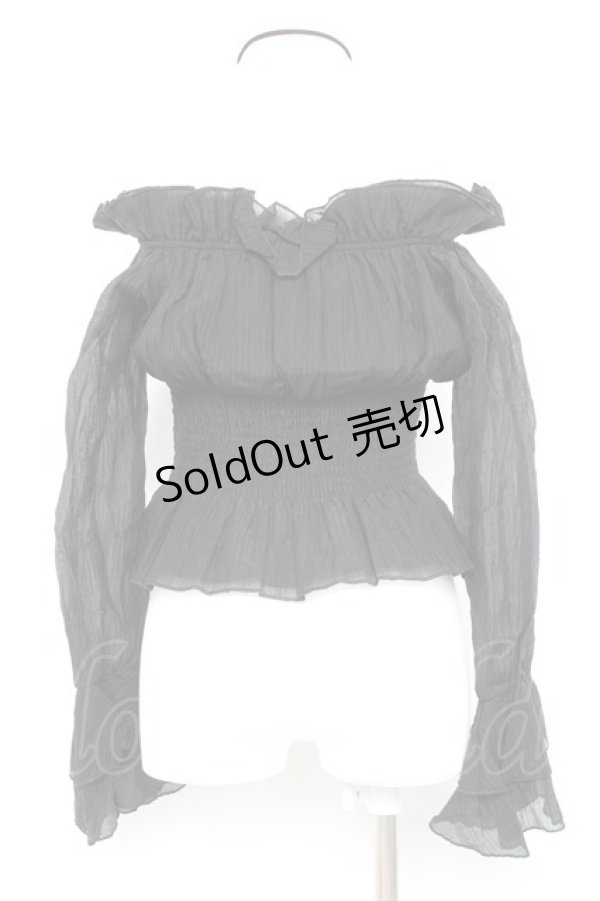 画像2: me+em select / クロスストラップオフショルダーブラウス F 黒 Y-26-02-17-038-GO-BL-SZ-ZY (2)