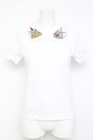 画像: Nile Perch / TOM and JERRY ワッペンカットソー  白 Y-26-02-17-040-LO-TO-SZ-ZY
