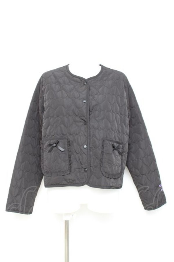 画像1: m petit by misako / クロミタフタハートキルトジャケット L 中黒 Y-26-02-17-045-LO-JA-SZ-ZY (1)