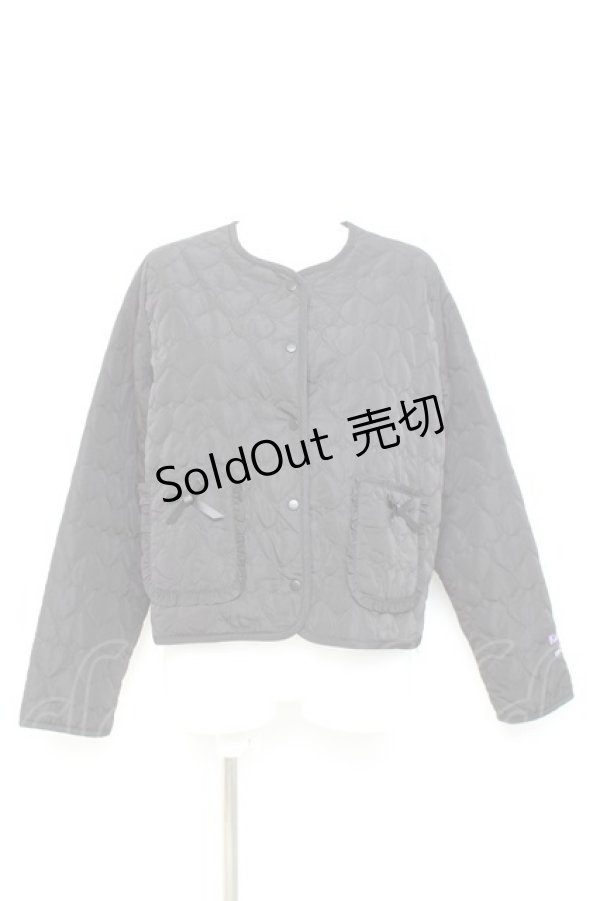 画像1: m petit by misako / クロミタフタハートキルトジャケット L 中黒 Y-26-02-17-045-LO-JA-SZ-ZT0220E (1)