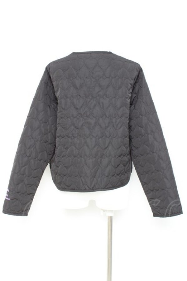 画像2: m petit by misako / クロミタフタハートキルトジャケット L 中黒 Y-26-02-17-045-LO-JA-SZ-ZY (2)