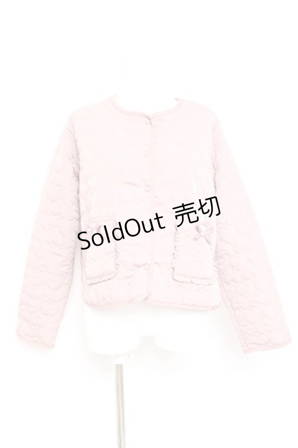 画像1: m petit by misako / マイメロタフタハートキルトジャケット L 濃桃 Y-26-02-17-046-LO-BL-SZ-ZY (1)