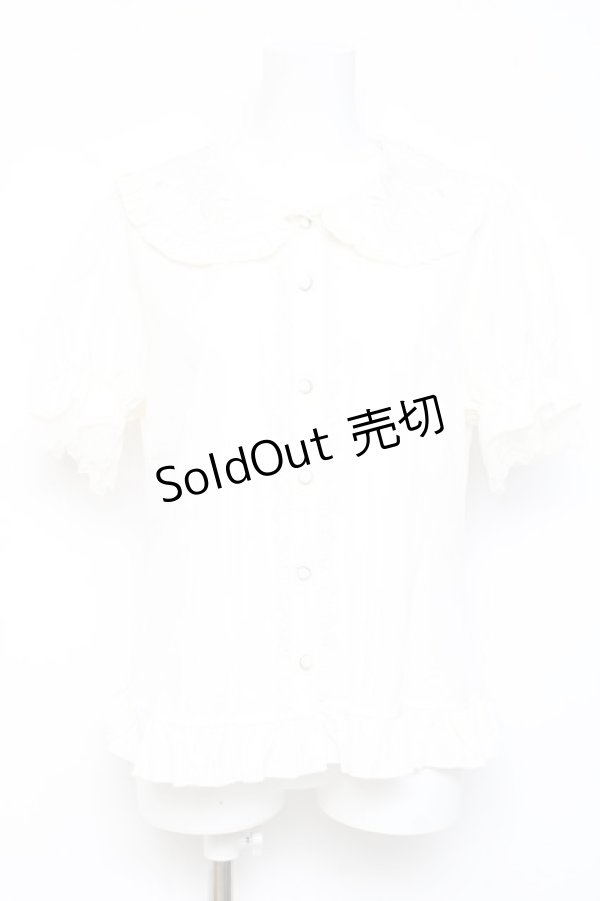 画像1: lolitimes / 刺繍フリルブラウス  白 Y-26-02-17-049-LO-BL-SZ-ZY (1)