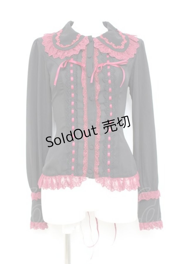 画像1: Vallee lys / Dreams Ladder Lace Long Sleeved Blouse  ブラック×ワイン Y-26-02-17-052-GO-BL-SZ-ZY (1)