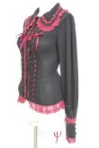 画像2: Vallee lys / Dreams Ladder Lace Long Sleeved Blouse  ブラック×ワイン Y-26-02-17-052-GO-BL-SZ-ZY (2)