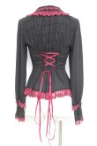画像3: Vallee lys / Dreams Ladder Lace Long Sleeved Blouse  ブラック×ワイン Y-26-02-17-052-GO-BL-SZ-ZY (3)