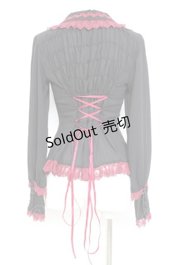 画像3: Vallee lys / Dreams Ladder Lace Long Sleeved Blouse  ブラック×ワイン Y-26-02-17-052-GO-BL-SZ-ZY (3)
