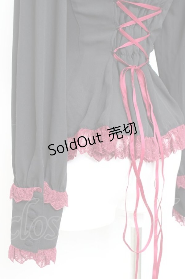 画像4: Vallee lys / Dreams Ladder Lace Long Sleeved Blouse  ブラック×ワイン Y-26-02-17-052-GO-BL-SZ-ZY (4)