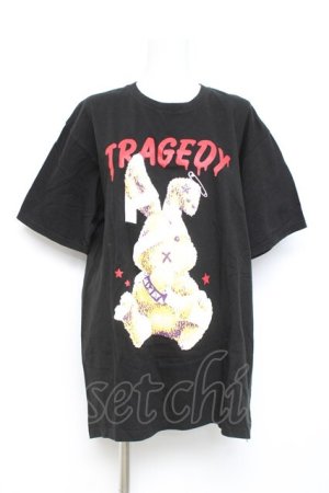 画像: LISTEN FLAVOR / 包帯うさぎBIG Tシャツ  黒 Y-26-02-17-065-PU-TO-SZ-ZY