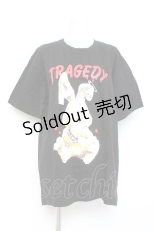 画像: LISTEN FLAVOR / 包帯うさぎBIG Tシャツ  黒 Y-26-02-17-065-PU-TO-SZ-ZY