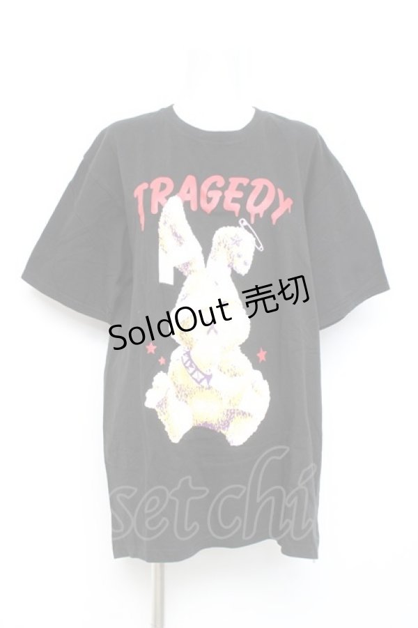 画像1: LISTEN FLAVOR / 包帯うさぎBIG Tシャツ  黒 Y-26-02-17-065-PU-TO-SZ-ZY (1)