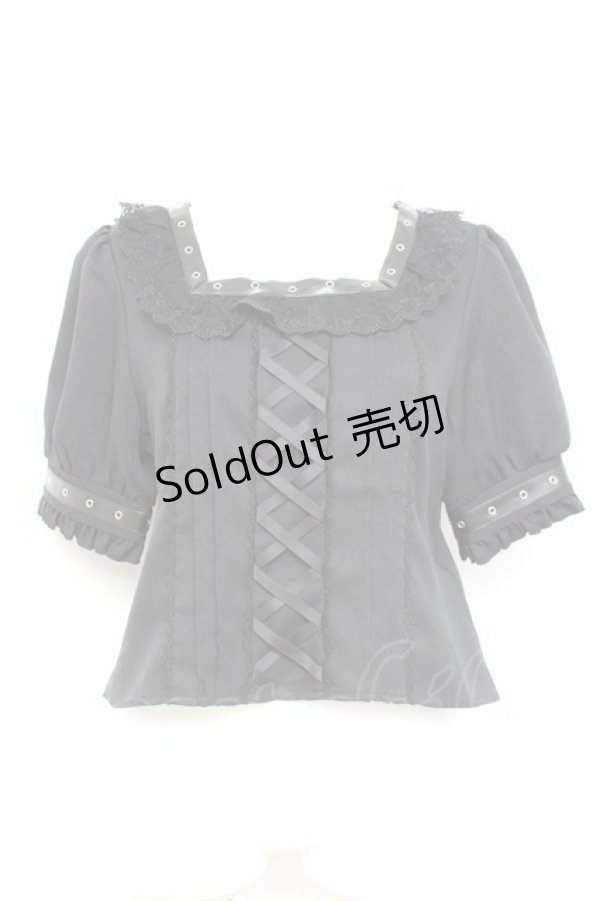 画像1: DearMyLove / 蝶々チャームチョーカーレースアップハトメブレードブラウス L 黒 Y-26-02-17-067-EL-BL-SZ-ZY (1)