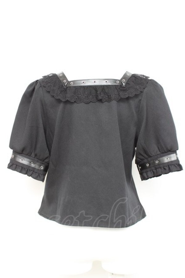 画像2: DearMyLove / 蝶々チャームチョーカーレースアップハトメブレードブラウス L 黒 Y-26-02-17-067-EL-BL-SZ-ZY (2)