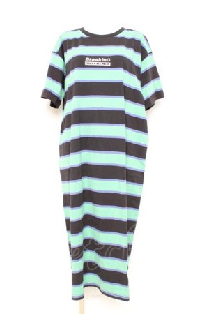 画像: RNA / ボーダーカットワンピース M 黒×緑×紫 Y-26-02-17-068-PU-OP-SZ-ZY