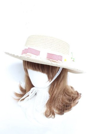 画像: LOLITAその他 / いちごとマーガレットの麦わら帽子  ベージュ Y-26-02-17-009-LO-AC-SZ-ZY