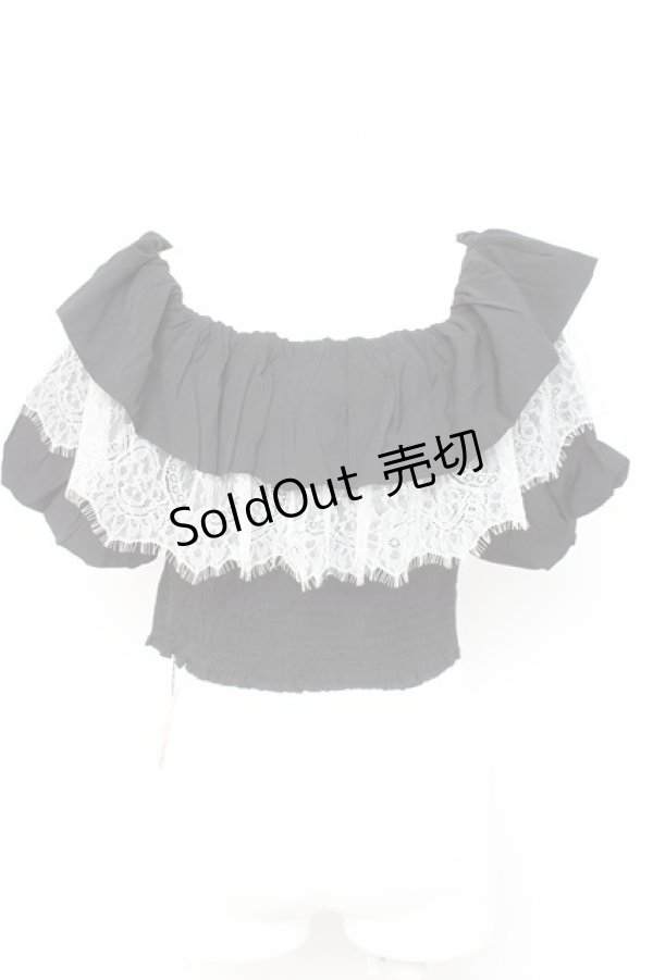 画像2: MARBLE / オフショルブラウス M-L 黒 Y-26-02-17-074-GO-BL-SZ-ZY (2)