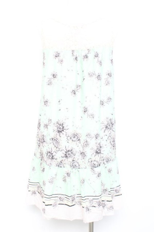 画像2: axes femme / デイジー柄チュニック M ミント Y-26-02-17-076-AX-OP-SZ-ZY (2)