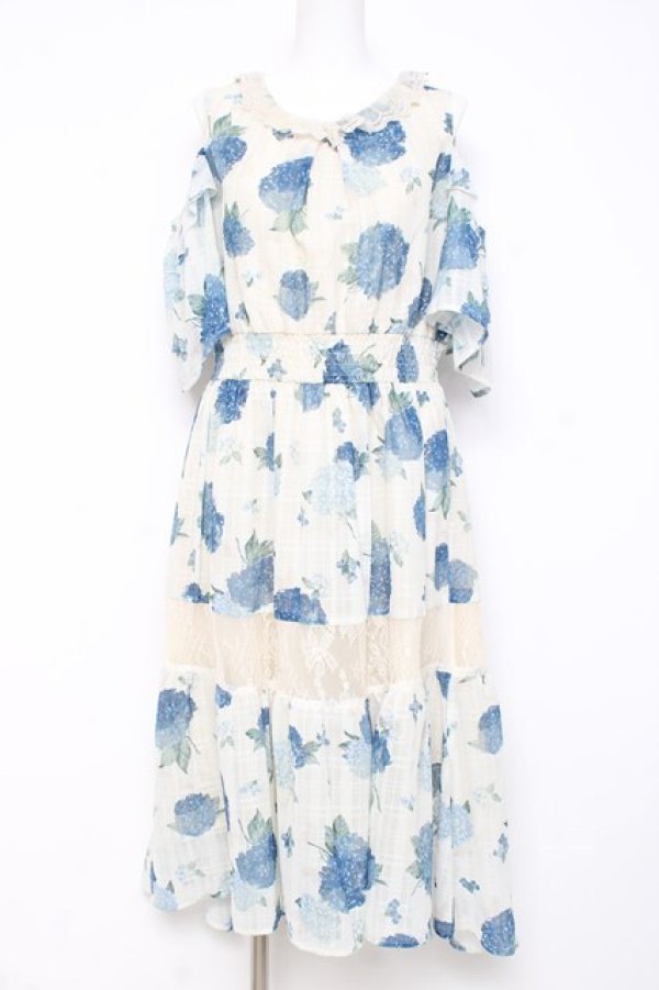 画像1: axes femme / 紫陽花柄ロングワンピース F 生成り Y-26-02-17-079-AX-OP-SZ-ZY (1)