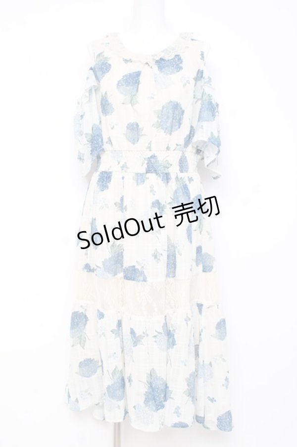 画像1: axes femme / 紫陽花柄ロングワンピース F 生成り Y-26-02-17-079-AX-OP-SZ-ZS (1)