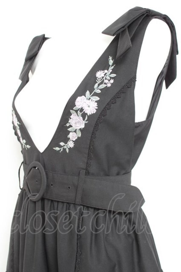 画像3: axes femme POETIQUE / 刺繍肩リボンジャンドレ M 黒. Y-26-02-17-083-AX-OP-SZ-ZY (3)