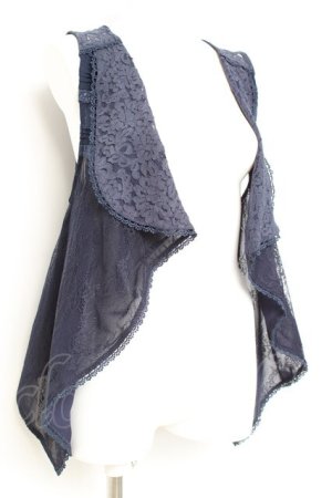 画像: axes femme / レースベストＸチュールジレ F 紺 Y-26-02-17-084-AX-TO-SZ-ZY