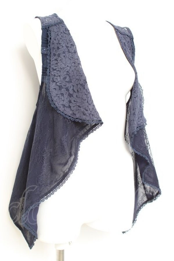画像1: axes femme / レースベストＸチュールジレ F 紺 Y-26-02-17-084-AX-TO-SZ-ZY (1)