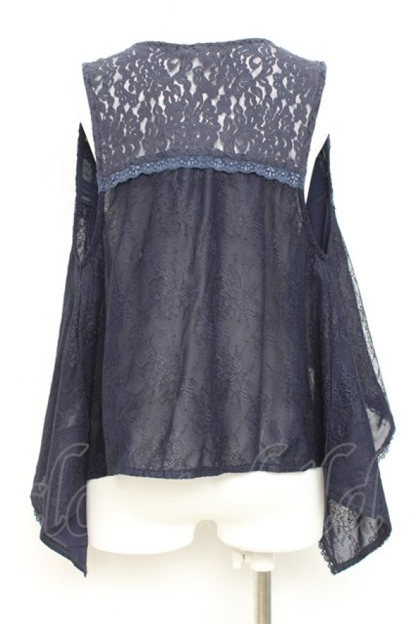 画像3: axes femme / レースベストＸチュールジレ F 紺 Y-26-02-17-084-AX-TO-SZ-ZY (3)