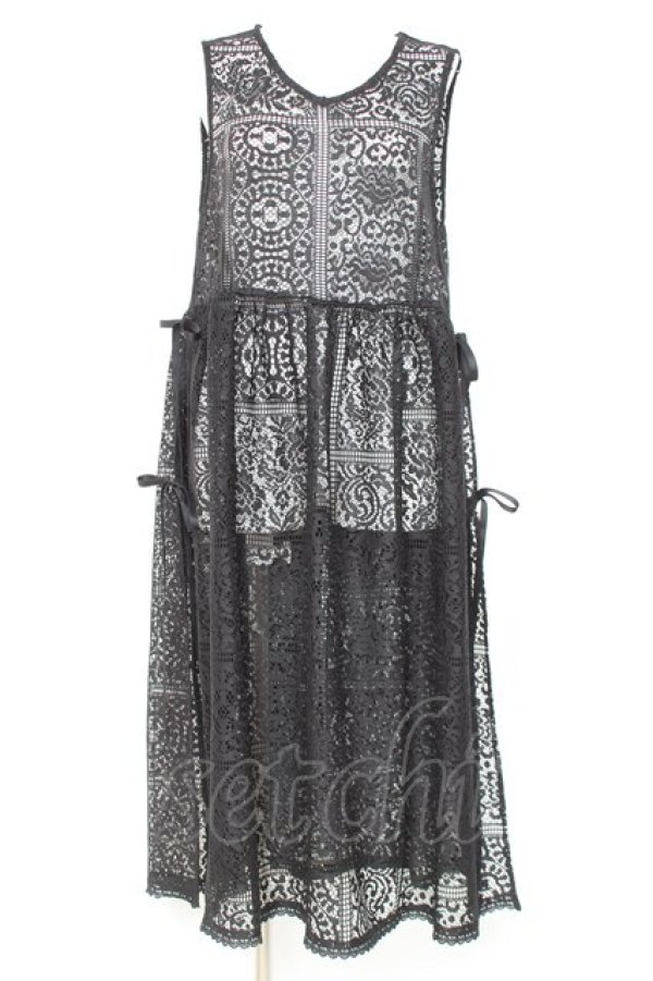 画像1: axes femme / サイドリボン総レースジレ F 黒 Y-26-02-17-088-AX-OP-SZ-ZY (1)