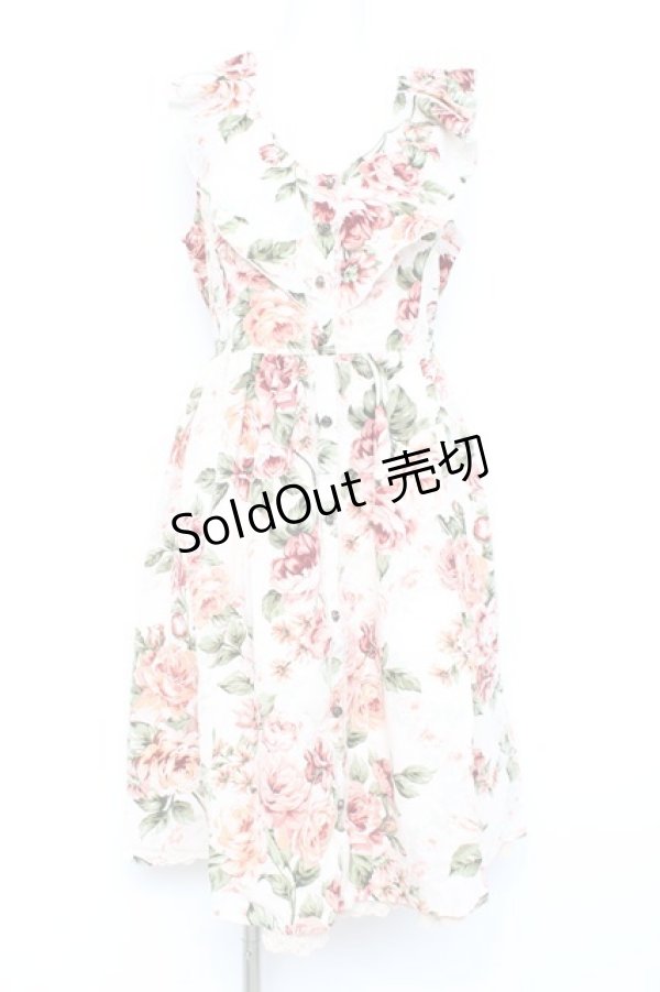 画像1: axes femme / 大花柄スリット入りワンピース M 生成り Y-26-02-17-094-AX-OP-SZ-ZY (1)