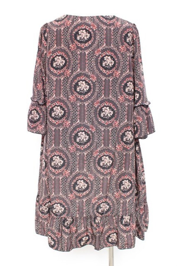 画像2: axes femme / ミュルーズ染織美術館 レトロ花柄チュニック M 黒 Y-26-02-17-099-AX-OP-SZ-ZY (2)