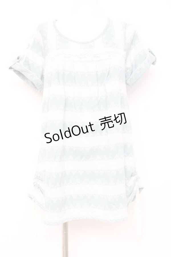 画像1: axes femme / 裏毛JQボーダーチュニック M グリーン Y-26-02-17-100-AX-OP-SZ-ZY (1)