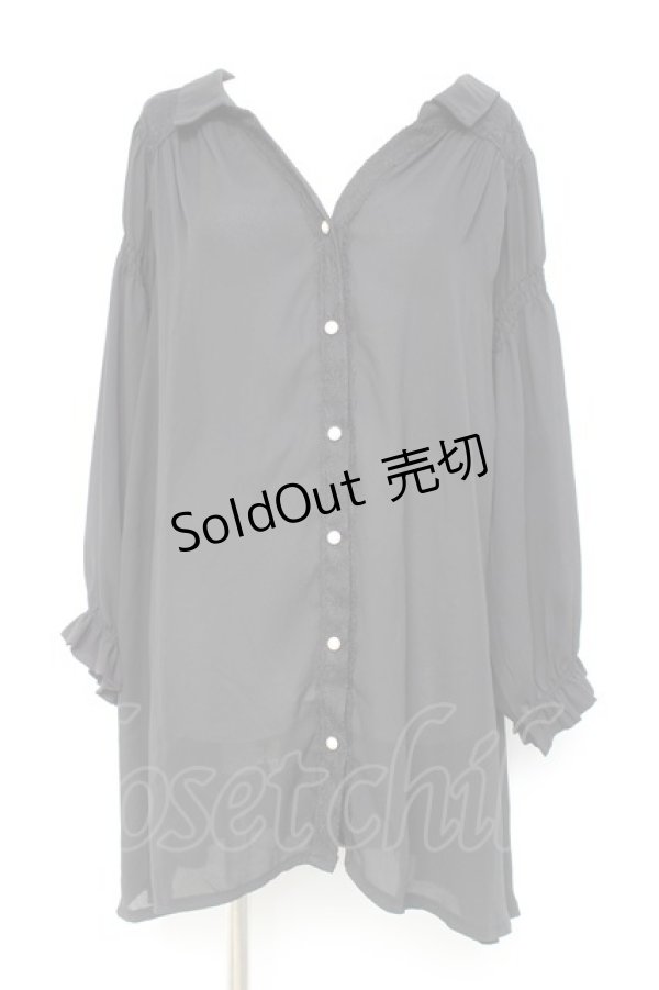 画像1: axes femme / シフォンロングシャツ  黒 Y-26-02-17-101-AX-TO-SZ-ZS (1)