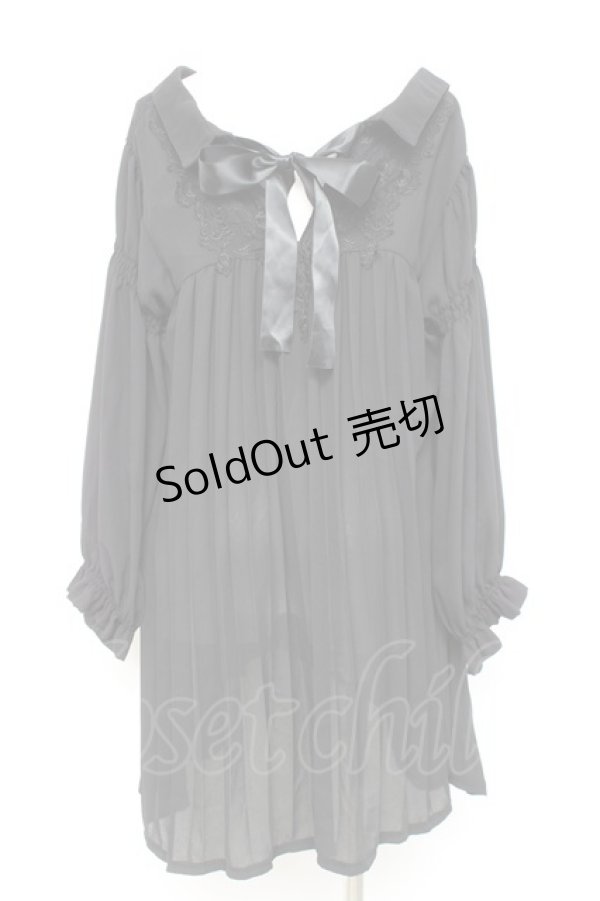 画像2: axes femme / シフォンロングシャツ  黒 Y-26-02-17-101-AX-TO-SZ-ZS (2)