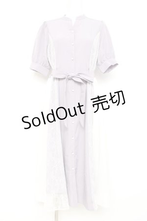 画像: axes femme / レース切替配色シャツワンピ M ラベンダー Y-26-02-17-105-AX-OP-SZ-ZY