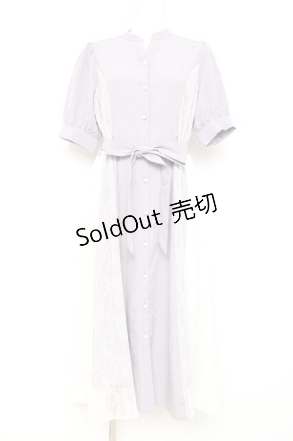 画像1: axes femme / レース切替配色シャツワンピ M ラベンダー Y-26-02-17-105-AX-OP-SZ-ZS (1)