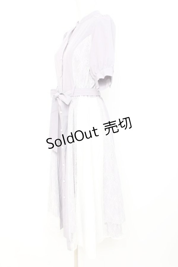 画像2: axes femme / レース切替配色シャツワンピ M ラベンダー Y-26-02-17-105-AX-OP-SZ-ZS (2)