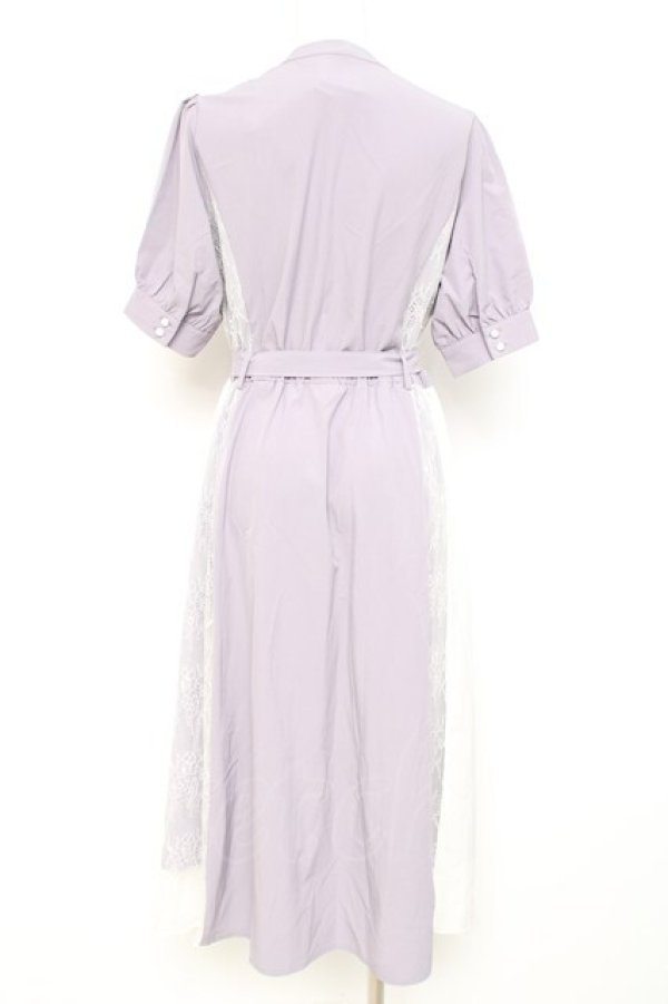 画像3: axes femme / レース切替配色シャツワンピ M ラベンダー Y-26-02-17-105-AX-OP-SZ-ZY (3)