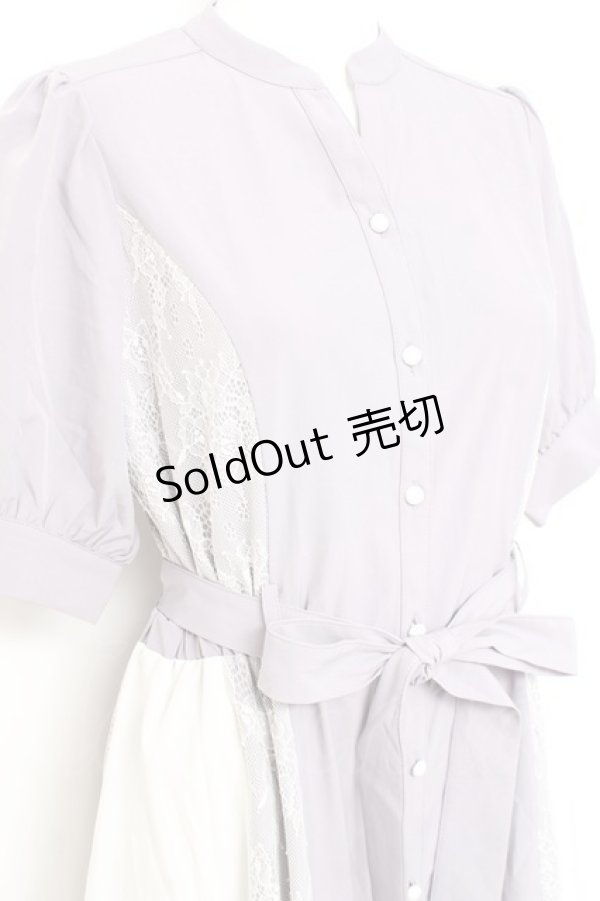 画像4: axes femme / レース切替配色シャツワンピ M ラベンダー Y-26-02-17-105-AX-OP-SZ-ZS (4)