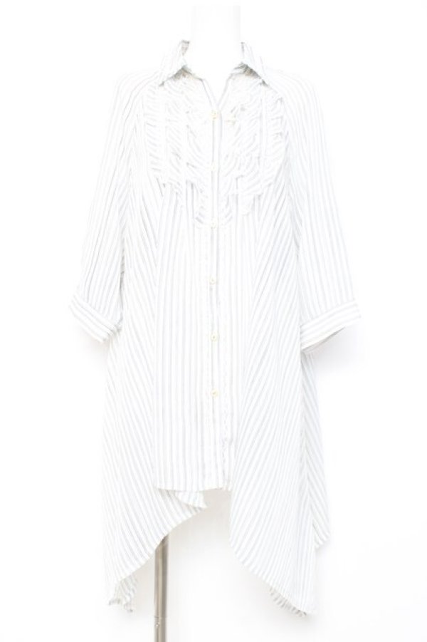 画像1: axes femme / ストライプシアーシャツ  白 Y-26-02-17-106-AX-BL-SZ-ZY (1)