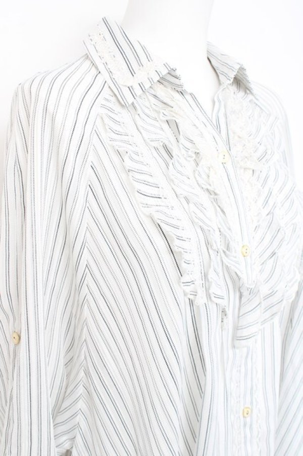 画像3: axes femme / ストライプシアーシャツ  白 Y-26-02-17-106-AX-BL-SZ-ZY (3)